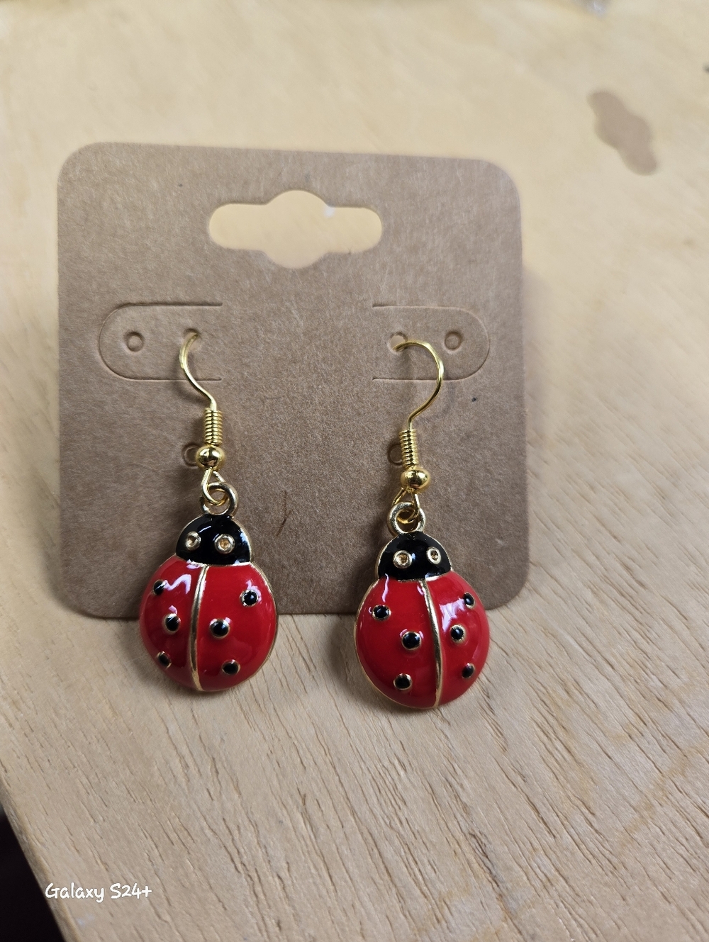 Handmade Metal Ladybug Earrings